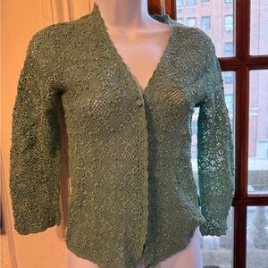 Vintage Green Crochet Cardigan - S
